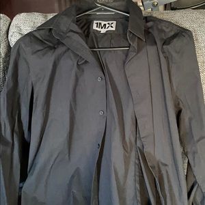 Express 1MX fitted black long sleeve button down
